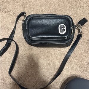 Coach Black Leather and Nylon Crossbody Bag